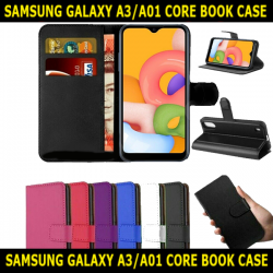 Leather Flip Wallet Book Case with Strap For Samsung A3 Core/A01 Core Slim Fit and Sophisticated in Look